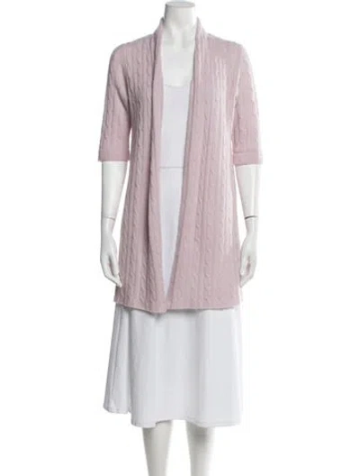Pre-owned White + Warren Cashmere Open Front Sweater In Pink