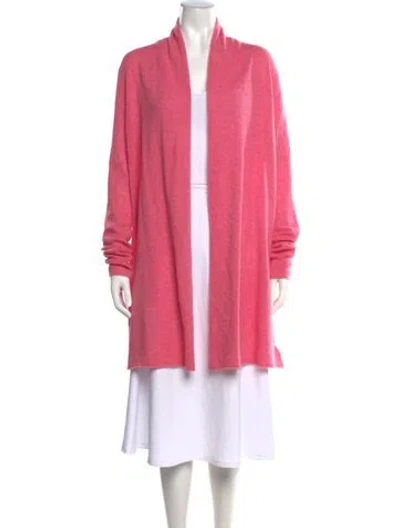 Pre-owned White + Warren Cashmere Open Front Sweater In Pink
