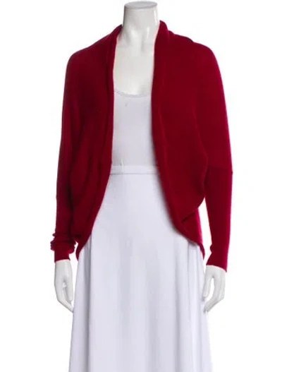 Pre-owned White + Warren Cashmere Open Front Sweater In Red