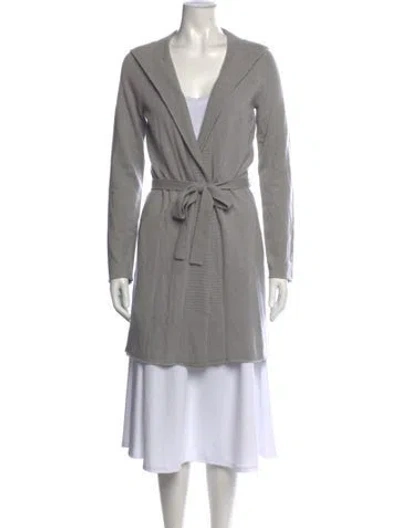 Pre-owned White + Warren Cashmere Open Front Sweater W/ Tags In Grey
