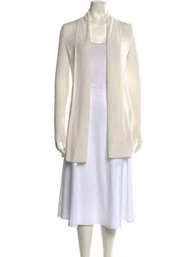 Pre-owned White + Warren Cashmere Open Front Sweater W/ Tags In White