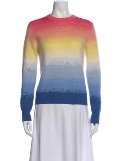 Pre-owned White + Warren Cashmere Patterned Sweater In Blue