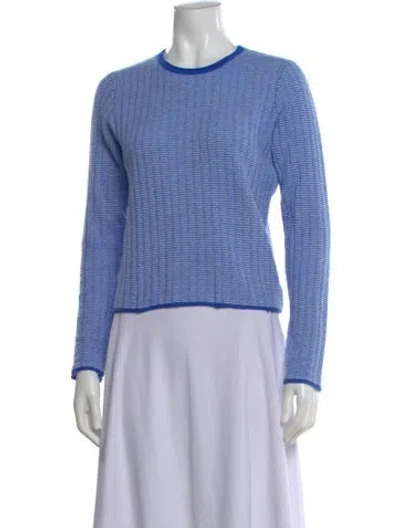 Pre-owned White + Warren Cashmere Patterned Sweater In Blue