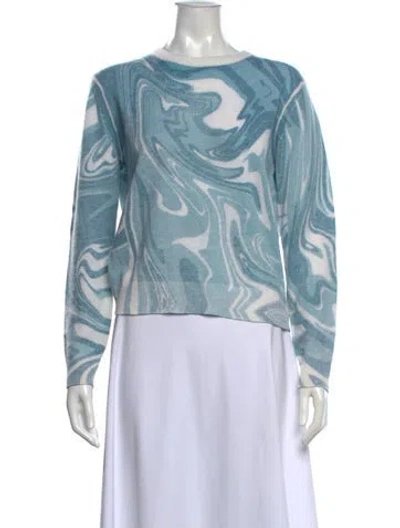 Pre-owned White + Warren Cashmere Patterned Sweater In Blue