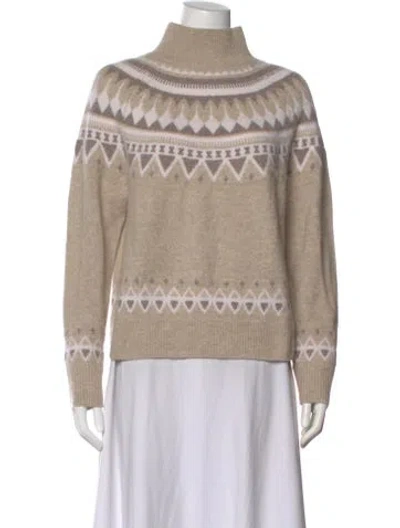 Pre-owned White + Warren Cashmere Patterned Sweater In Neutral