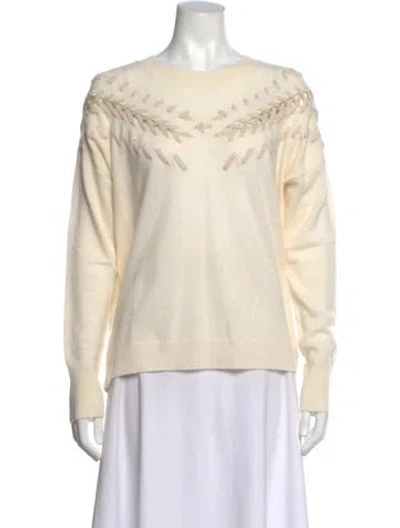 Pre-owned White + Warren Cashmere Patterned Sweater In Neutral