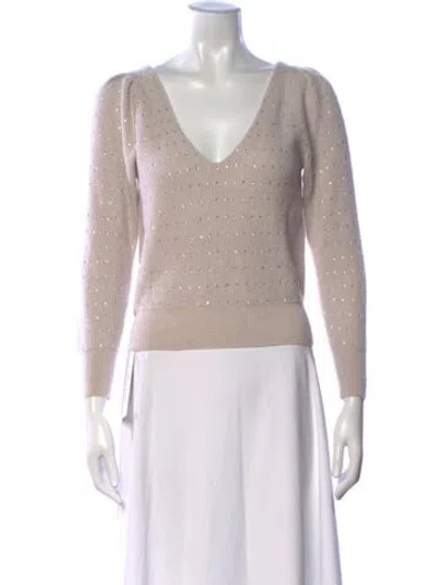 Pre-owned White + Warren Cashmere Patterned Sweater In Neutrals