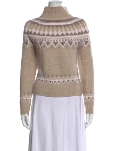 Pre-owned White + Warren Cashmere Patterned Sweater In Neutrals