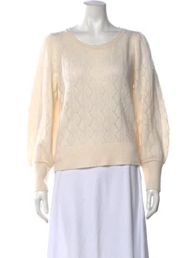Pre-owned White + Warren Cashmere Patterned Sweater In Neutrals/white