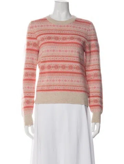 Pre-owned White + Warren Cashmere Patterned Sweater In Pink
