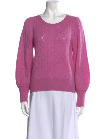 Pre-owned White + Warren Cashmere Patterned Sweater In Pink