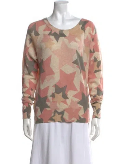 Pre-owned White + Warren Cashmere Patterned Sweater In Pink