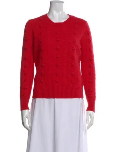 Pre-owned White + Warren Cashmere Patterned Sweater In Red