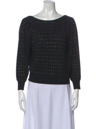 Pre-owned White + Warren Cashmere Patterned Sweater W/ Tags In Black