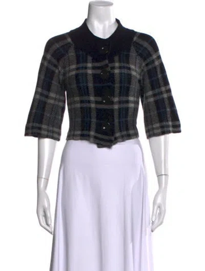Pre-owned White + Warren Cashmere Plaid Print Sweater In Neutral