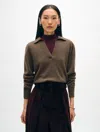 White + Warren Cashmere Polo Sweater In Russet Brown In Russet Brown