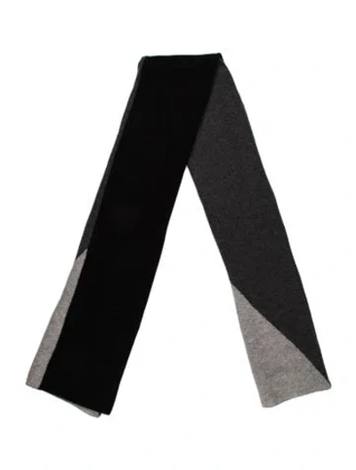 Pre-owned White + Warren Cashmere Printed Scarf In Black