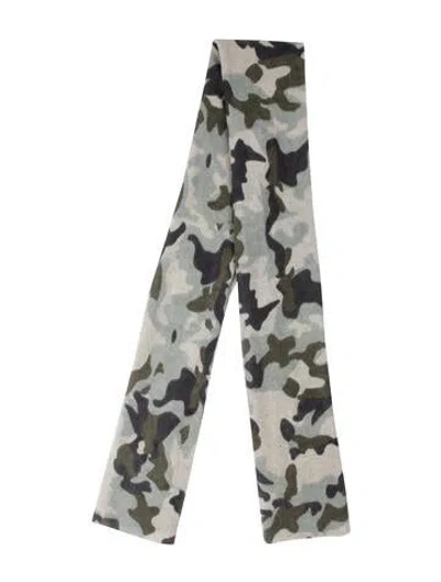 Pre-owned White + Warren Cashmere Printed Scarf In Blue
