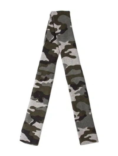 Pre-owned White + Warren Cashmere Printed Scarf In Green