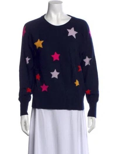 Pre-owned White + Warren Cashmere Printed Sweater In Blue