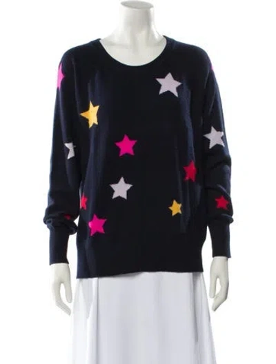 Pre-owned White + Warren Cashmere Printed Sweater In Blue