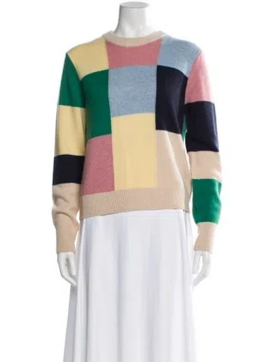Pre-owned White + Warren Cashmere Printed Sweater In Blue