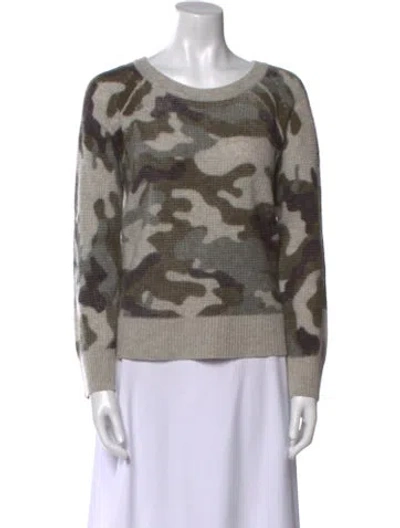 Pre-owned White + Warren Cashmere Printed Sweater In Gray
