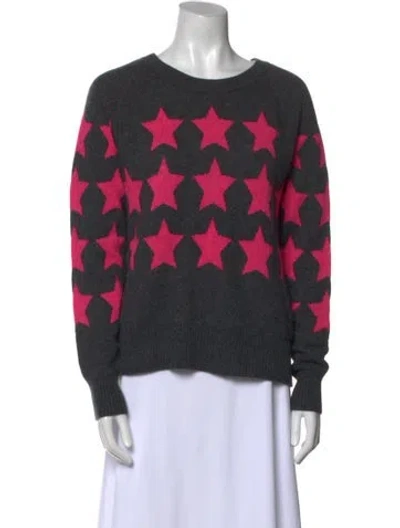 Pre-owned White + Warren Cashmere Printed Sweater In Gray