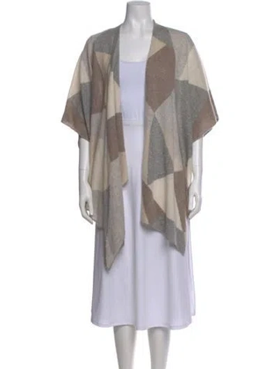 Pre-owned White + Warren Cashmere Printed Sweater In Gray