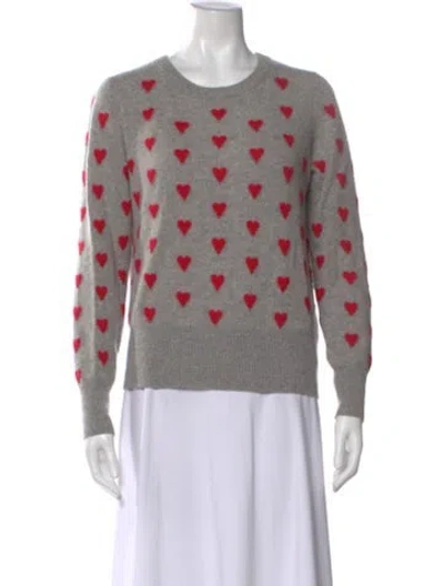Pre-owned White + Warren Cashmere Printed Sweater In Gray
