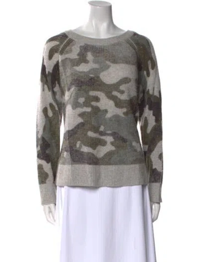 Pre-owned White + Warren Cashmere Printed Sweater In Multi