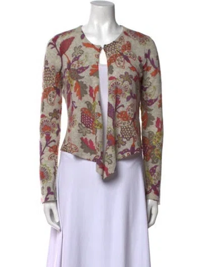 Pre-owned White + Warren Cashmere Printed Sweater In Neutral