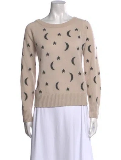 Pre-owned White + Warren Cashmere Printed Sweater In Neutral