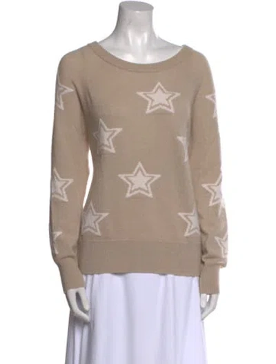 Pre-owned White + Warren Cashmere Printed Sweater In Neutral
