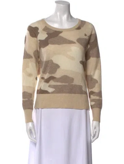 Pre-owned White + Warren Cashmere Printed Sweater In Neutral