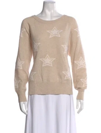 Pre-owned White + Warren Cashmere Printed Sweater In Neutral