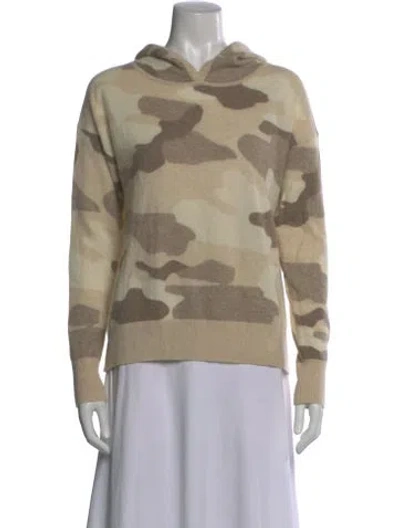 Pre-owned White + Warren Cashmere Printed Sweater In Neutral