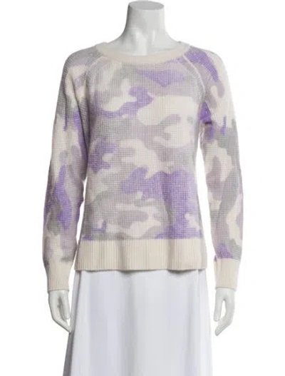 Pre-owned White + Warren Cashmere Printed Sweater In Purple