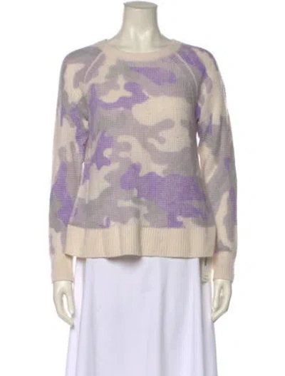 Pre-owned White + Warren Cashmere Printed Sweater In Purple