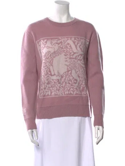 Pre-owned White + Warren Cashmere Printed Sweater W/ Tags In Pink