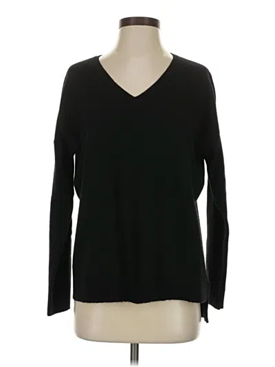 Pre-owned White + Warren Cashmere Pullover Sweater In Black