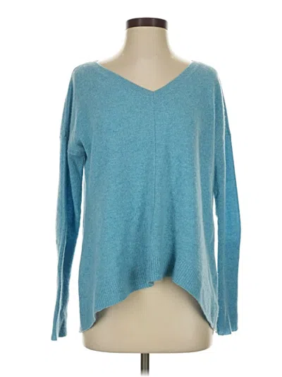 Pre-owned White + Warren Cashmere Pullover Sweater In Blue
