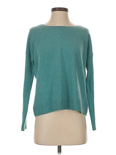 Pre-owned White + Warren Cashmere Pullover Sweater In Blue