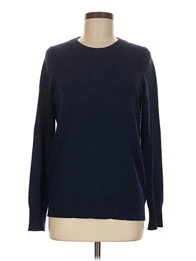 Pre-owned White + Warren Cashmere Pullover Sweater In Blue