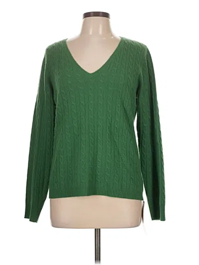 Pre-owned White + Warren Cashmere Pullover Sweater In Green