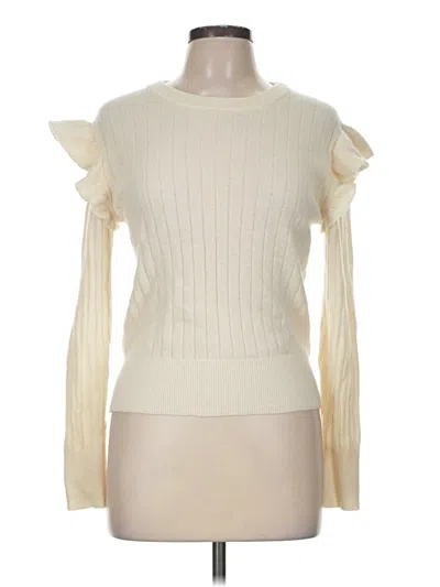 Pre-owned White + Warren Cashmere Pullover Sweater In Ivory