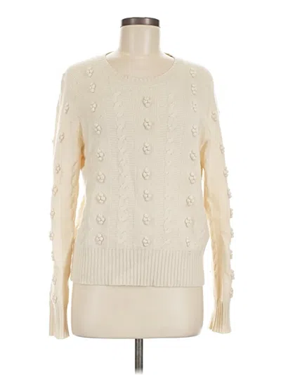 Pre-owned White + Warren Cashmere Pullover Sweater In Ivory