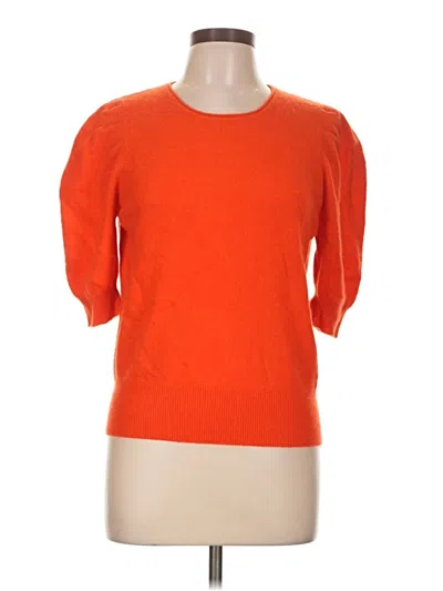 Pre-owned White + Warren Cashmere Pullover Sweater In Orange