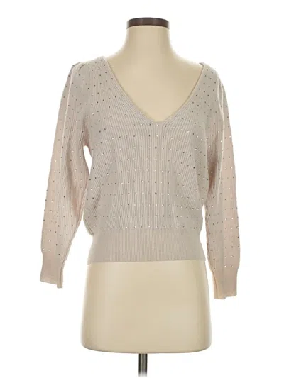 Pre-owned White + Warren Cashmere Pullover Sweater In Silver