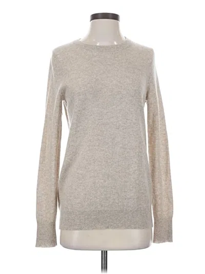 Pre-owned White + Warren Cashmere Pullover Sweater In Silver